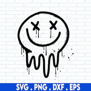 Druipend Smiley Face Svg, Scary Face SVG, Groovy Face, Halloween Svg, Gesmolten Face Shirt svg, Scary Shirt SVG, Cut File voor Cricut, Silhouet
