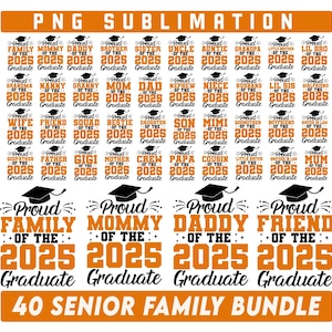Fière famille des diplômés 2025 SVG Bundle, classe de 2025 svg, svg famille de remise des diplômes, senior famille Png, fier diplômé famille Png