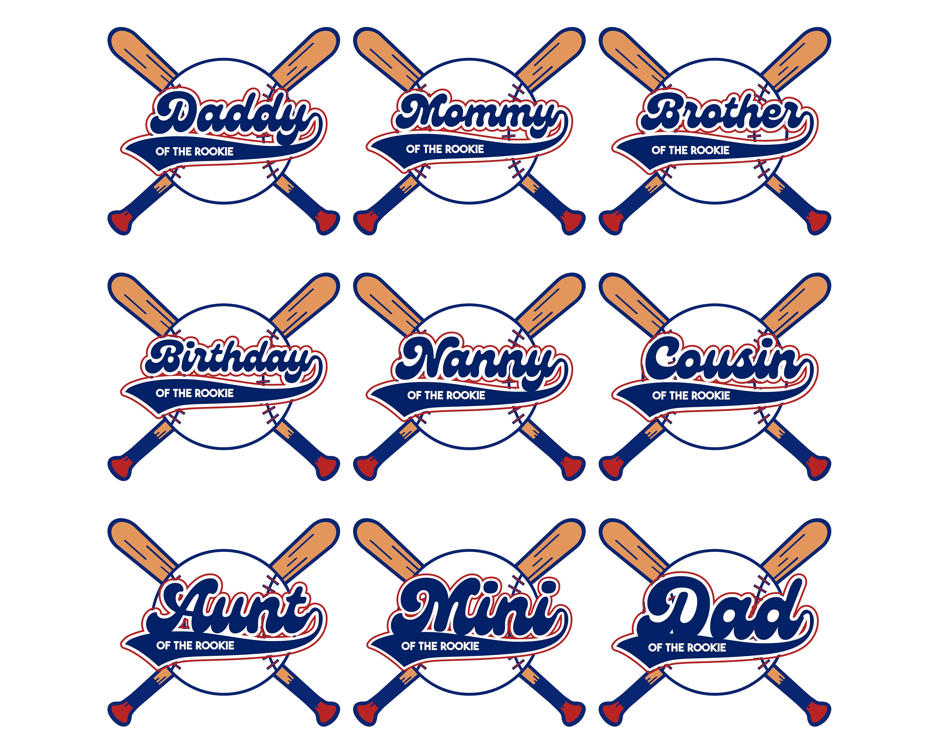 Baseball Family Rookie Svg Bundle, First Birthday Rookie of the Year ...