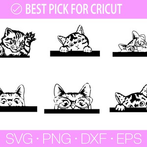 Kikande katt Svg, Katt SVG, Svart katt svg, Kikande katt clipart, Kikande katt SVG, Randiga kattungar Svg, Päls kattunge Svg, Katt clipart, Rolig katt bild 3