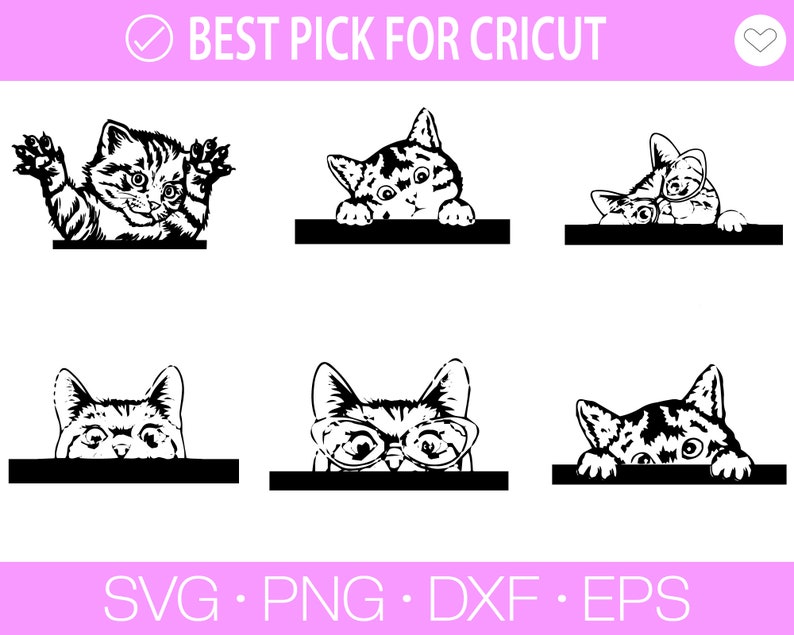 Kikande katt Svg, Katt SVG, Svart katt svg, Kikande katt clipart, Kikande katt SVG, Randiga kattungar Svg, Päls kattunge Svg, Katt clipart, Rolig katt bild 3