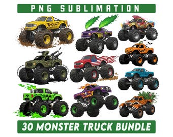 Monster Truck Clipart Bundle, Truck Png, Racing Graphics, Digital Art, Extreme Offroad Vehicle Clipart, Monster Truck Clipart, Truck Clipart