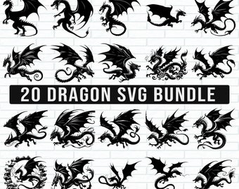 Dragon Svg Bundle, Dragon svg, Dragon Cut File, Dragons Head, Dragon Clipart, Animal Svg, Dragon Silhouette, Dragon tattoo svg