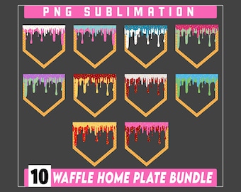 Waffle Home Plate Png Bundle, Drippy baseball icecream png, Ice Cream Drip Png, Drip baseball plate PNG, Baseball Ice Cream Drip Png