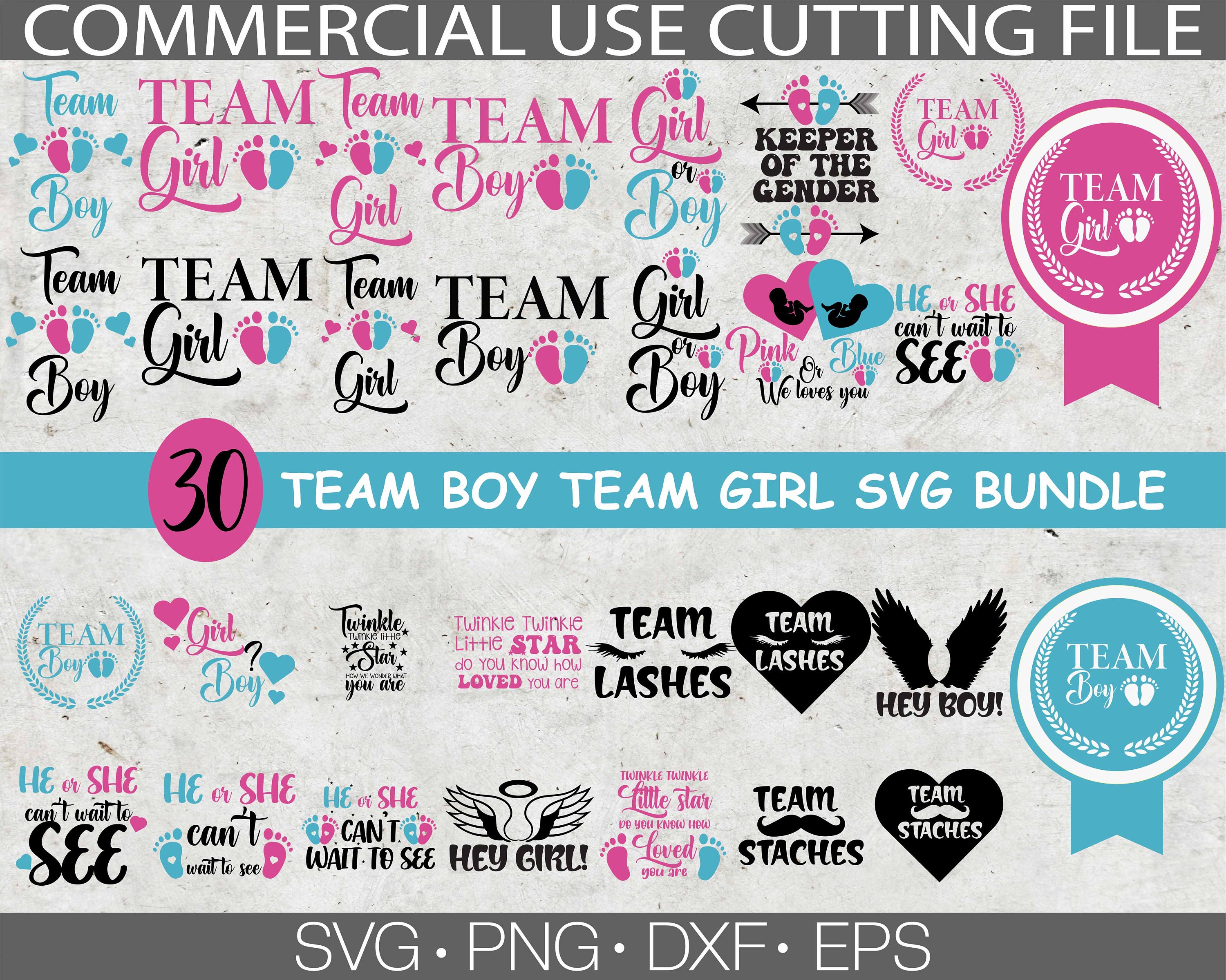Team Boy Team Girl Svg Bundle Gender Reveal Svg He or She Etsy