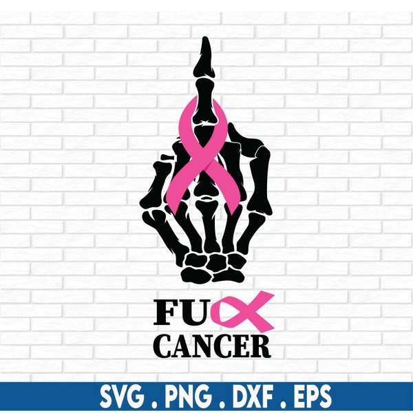 Breast Cancer SVG, Middle Finger SVG, Fuck Cancer SVG, Funny Cancer Awareness, Ribbon, Png, Files For Cricut, Sublimation Designs Downloads