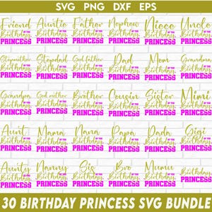 Birthday Princess svg Bundle, Mom of the Birthday Princess, Dad of the Birthday Princess, Birthday Party Shirts, family Birthday Shirts