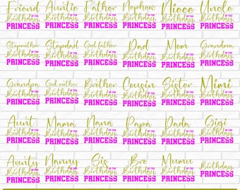 Birthday Princess svg Bundle, Mom of the Birthday Princess, Dad of the Birthday Princess, Birthday Party Shirts, family Birthday Shirts