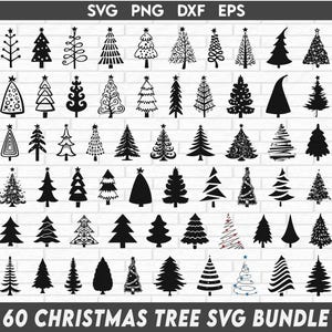 Pacote de SVG de árvore de Natal, SVG de Natal, Clipart de árvore de Natal, Enfeites de Natal Svg, Silhueta de árvore de Natal, Pinho desenhado à mão svg