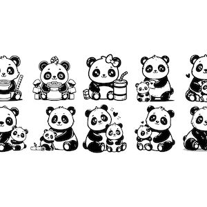 Panda SVG Bundle, Panda PNG Bundle, Panda Clipart, Panda SVG Cut Files for Cricut, Cute Panda Svg, Panda Silhouette. Panda Face Svg image 4