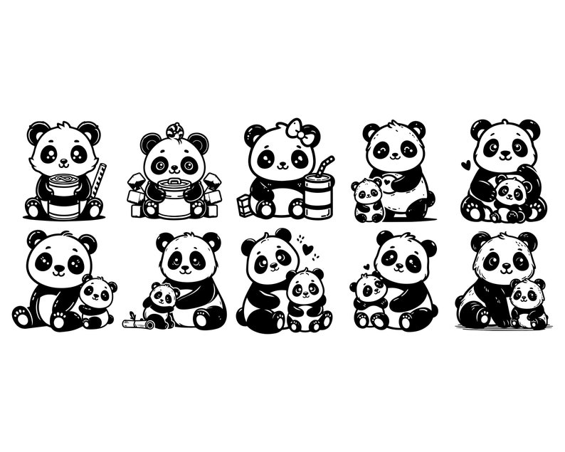 Panda SVG Bundle, Panda PNG Bundle, Panda Clipart, Panda SVG Cut Files for Cricut, Cute Panda Svg, Panda Silhouette. Panda Face Svg image 4