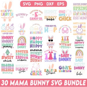 Pacchetto SVG di Pasqua, Pacchetto SVG di Pasqua retrò, Mama Bunny SVG, Mini Bunny Svg, Mama Mini Svg, Citazioni di Pasqua Svg, Pacchetto Spring Svg, Coniglietto di Pasqua