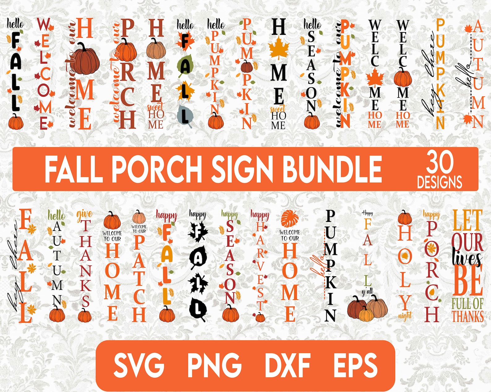 Fall Porch Sign Svg Bundle, Welcome Fall Svg, Halloween Svg, Autumn ...