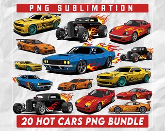 Hot Cars png Bundle, Toy Car PNG Clipart, Dinosaur and sports cars, Flame Car Clipart, Vehicle Graphics, Fun Cartoon Designs of Racing