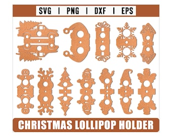 Christmas Lollipop Holder SVG Bundle, Christmas Lollipop Laser Cut Files Decor, Lollipop Holders SVG, Candy Holder SVG, Chocolate Holder Svg