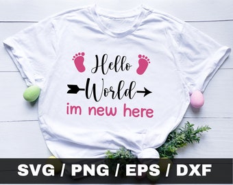 Hello world SVG sign, Birth announcement svg, Newborn sign svg, Baby milestones wreaths svg, Newborn overlays PNG, Hello world png