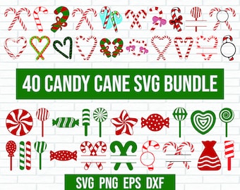 Paquete SVG de bastón de caramelo, bastón de caramelo de Navidad svg, bastón de caramelo clipart, bastón de caramelo con arco, dulces de Navidad svg, bastón de caramelo png