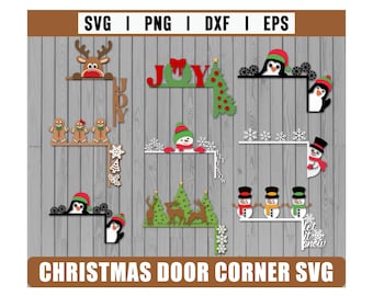 Christmas Door Corner SVG Bundle, Christmas Laser cut, Glowforge Svg,  Christmas Gnome, Gingerman Svg, Christmas Svg, Santa Svg