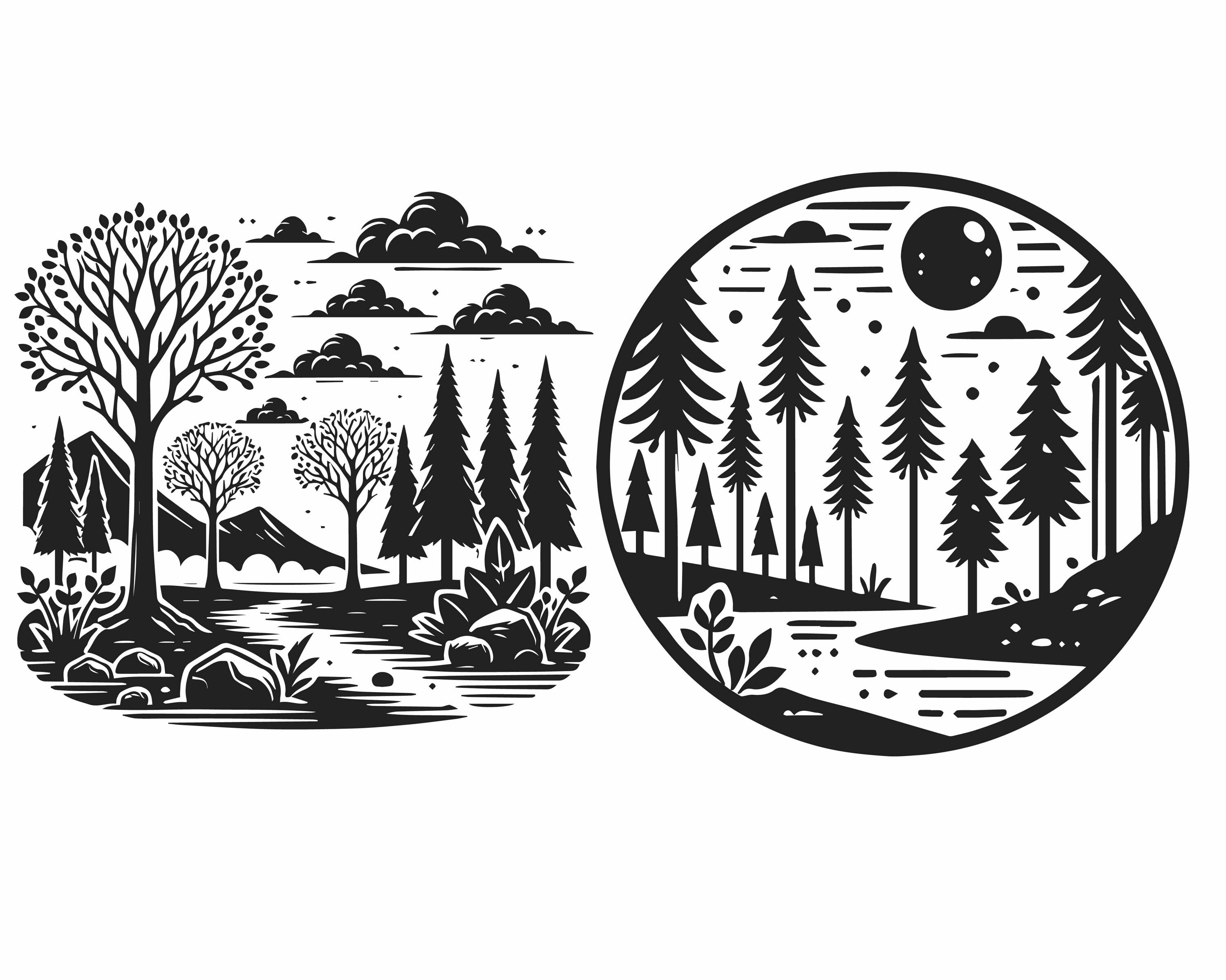 Forest Scene Svg Bundle, Landscape Svg, Forest Svg, Adventure Svg ...