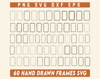 Bundle de cadres dessinés à la main, Svg de bordures dessinées à la main, Clipart cadres, rectangle cadres Svg, éléments fantaisistes de mariage, téléchargement immédiat