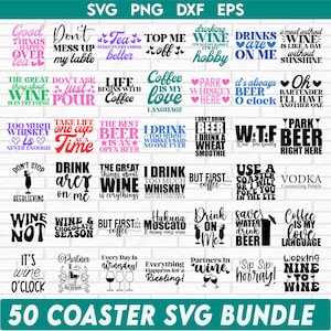 Pacchetto Coaster Svg, Sottobicchiere per bevande Svg, Sottobicchieri per vodka, Sottobicchieri per whisky, Detto sul vino Svg, Citazione sulla birra Svg, Sottobicchiere per caffè Svg
