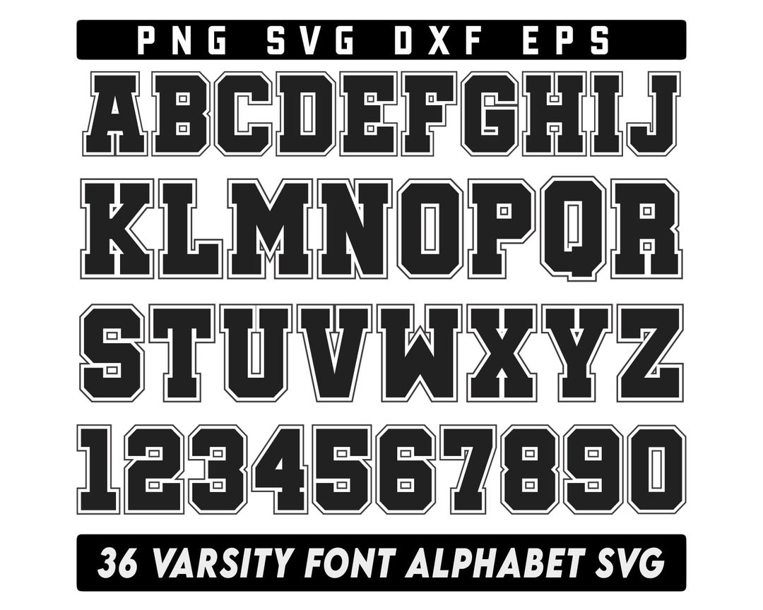 Varsity Font Svg Bundle, Layered Varsity Font Svg, Sports Font, College ...