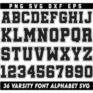 Varsity Font Svg Bundle, Layered Varsity Font Svg, Sports Font, College Font, Sports, Jersey Font, Jersey Numbers Svg, Varsity Letters Svg