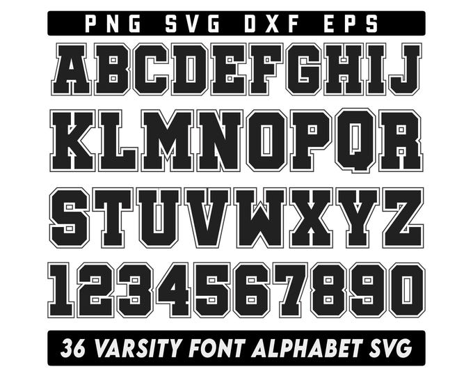 Varsity Font Svg, Block Font Svg, College Font, University Font ...