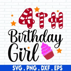 4e verjaardag meisje SVG, gelukkige verjaardag SVG, verjaardag shirt SVG, prinses, PNG, SVG-bestanden voor de Cricut, silhouet, sublimatie ontwerpen downloaden