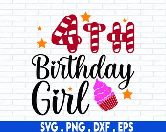 4th Birthday Girl SVG, Happy Birthday SVG, Birthday Shirt SVG, Princess, Png, Svg Files For Cricut, Silhouette, Sublimation Designs Download