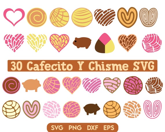 Cafecito Y Chisme SVG Bundle, Concha SVG, Mexican Sweet Bread SVG Bundle, Pan Dulce Svg, sweet bread svg, concha heart svg,  trending svg