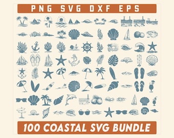 Coastal Svg Bundle, Beach Bachelorette SVG Bundle, Beach Clipart, Seashell & Coral Line, Hand Drawn Bachelorette Doodles, beach ocean Svg