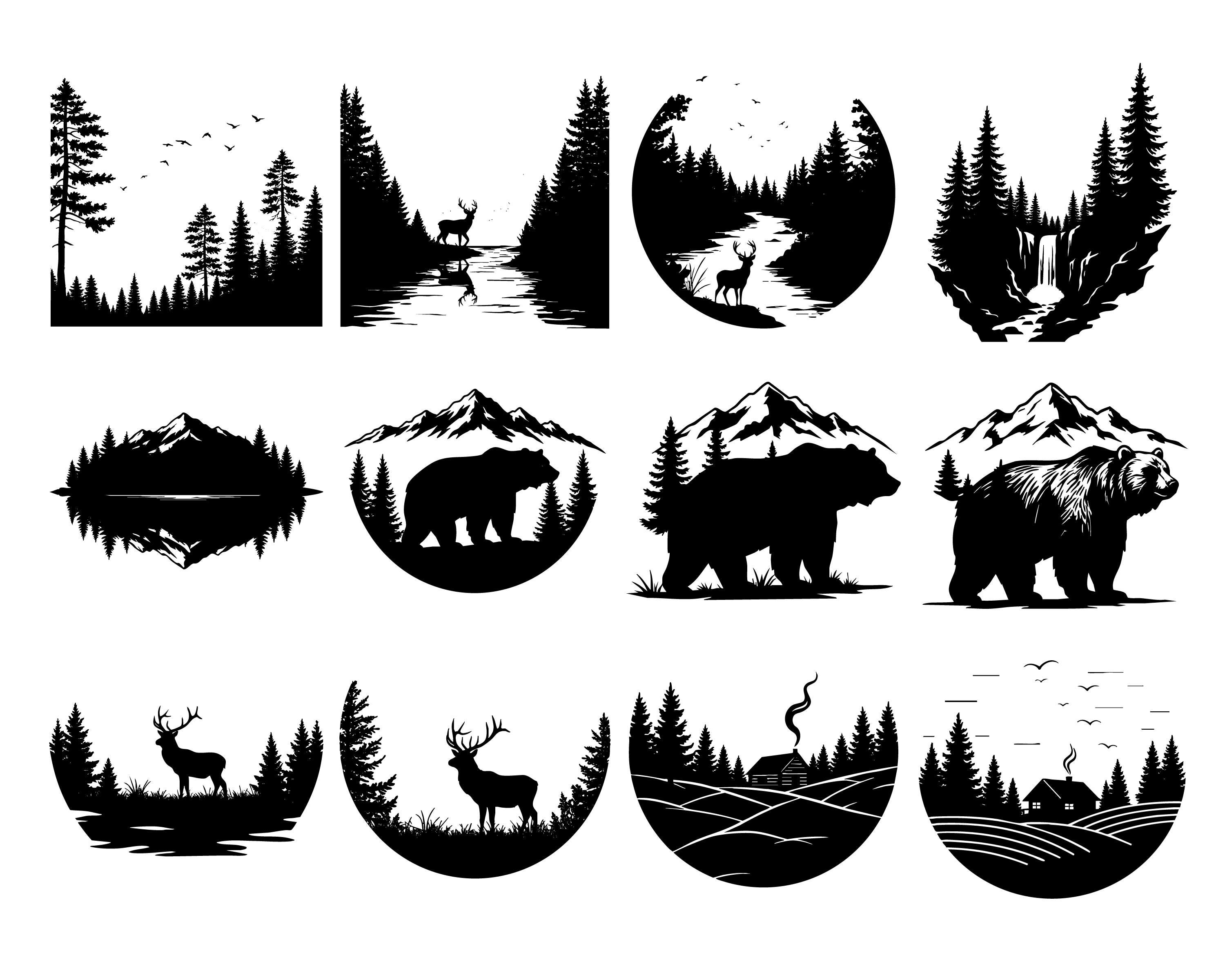 Forest Scene SVG Bundle, Mountain Forest, Tree Line, Woodland Svg ...