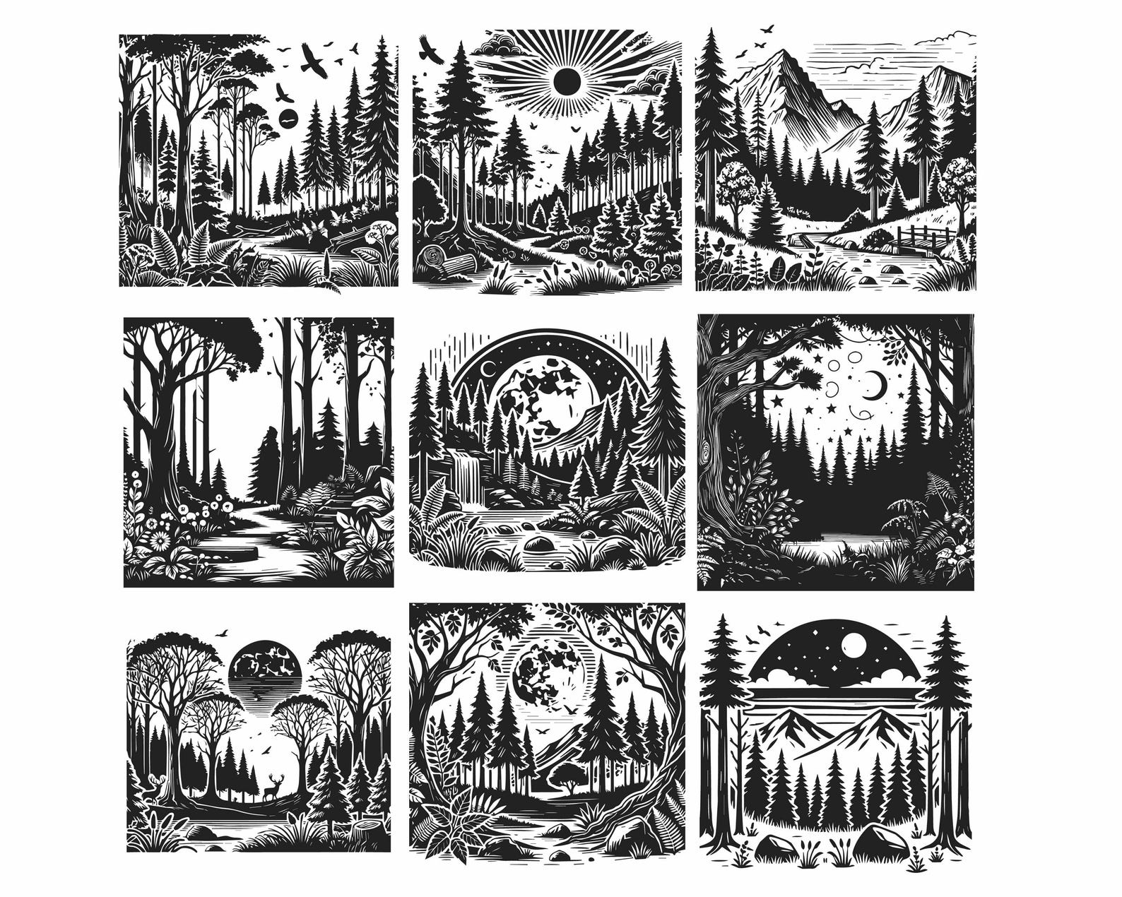 Forest Scene Svg Bundle, Landscape Svg, Forest Svg, Adventure Svg ...