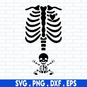 Gravidez SVG, Esqueleto de bebê SVG, Halloween SVG, Camisa engraçada de maternidade Svg, Png, Dxf, Arquivos Svg para Cricut, Downloads de designs de sublimação