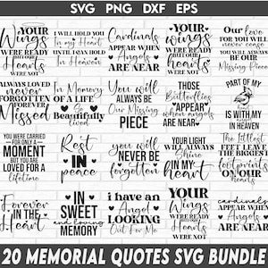 Memorial Svg-bundel, Memorial Quotes Svg, sympathie Svg, In Loving Memory Svg, Remembrance Svg, Angels Wings svg, kardinaal Svg, Faith svg