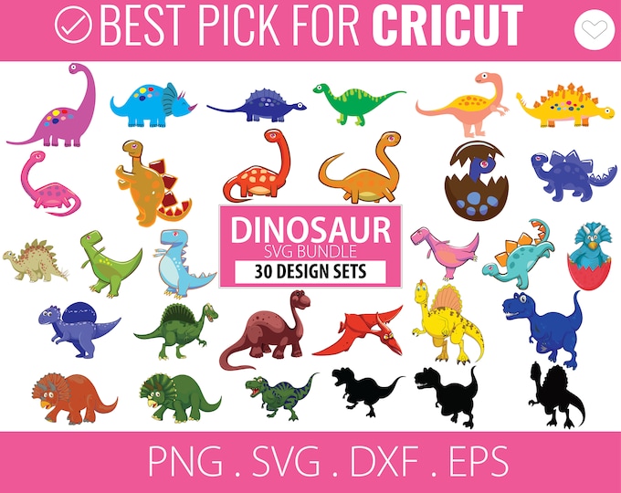Dinosaur SVG Bundle, Dinosaur Vector, Dinosaurs Clipart, Baby Dinosaur ...