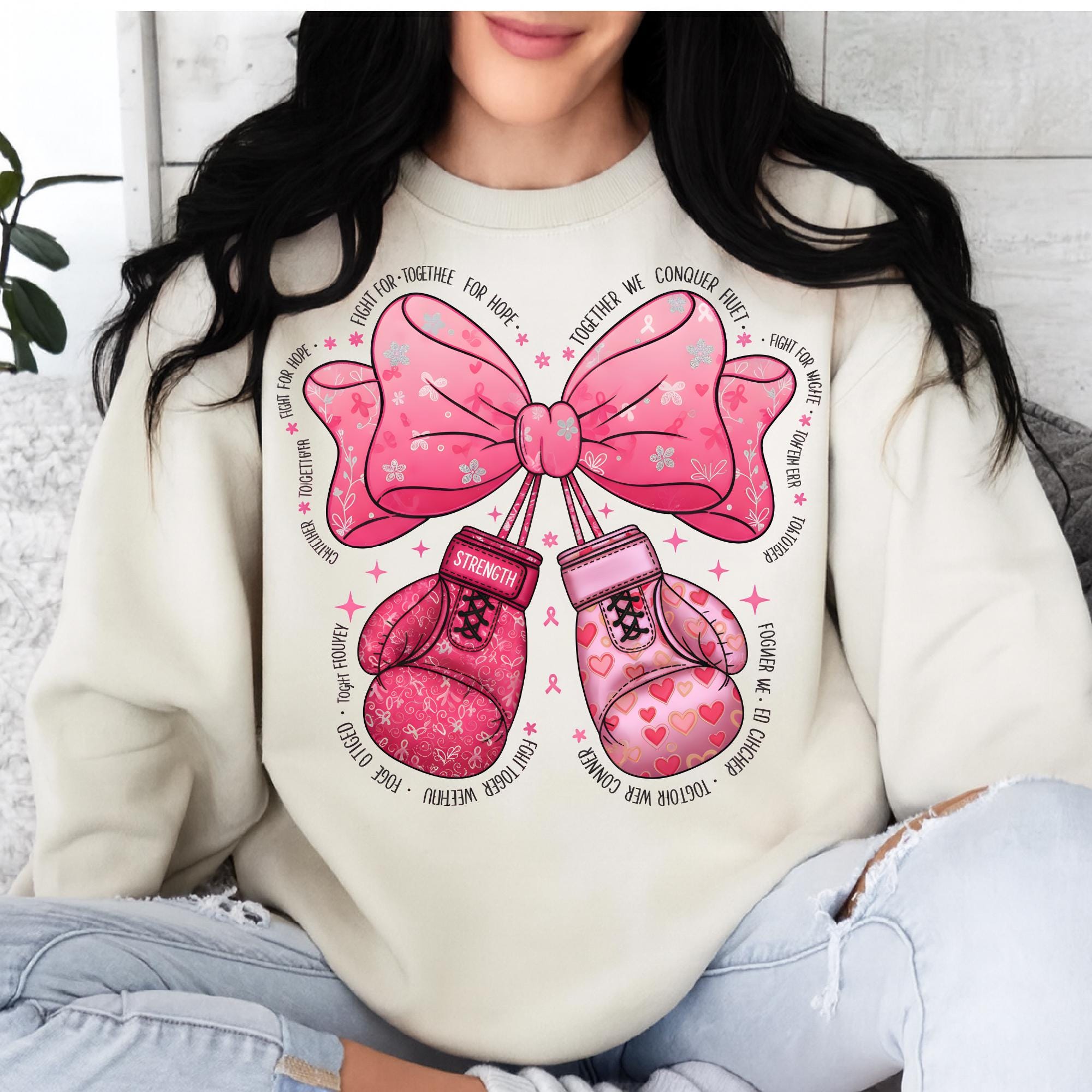 Preppy Pink Bow Boxing Gloves Png, Coquette Breast Cancer Awareness Png ...