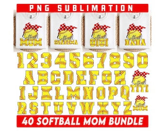 Softball Mom Png Bundle, Retro Softball Mama, Softball Alphabet Png, Softball Mom Png, Softball Team Alphabet, College Font PNG, Sports Mom