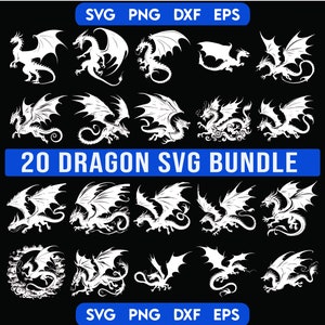 Bundle SVG Dragon, Dragon PNG Bundle, Clipart Dragon, Dragon SVG coupe fichiers pour Cricut, Silhouette Dragon, fichiers coupe Svg Dragons, Logo Dragon