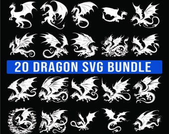 Dragon SVG Bundle, Dragon PNG Bundle, Dragon Clipart, Dragon SVG Cut Files for Cricut, Dragon Silhouette, Dragons Svg Cut Files, Dragon Logo