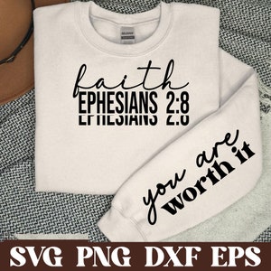 Elegant Christian Faith Quote SVG PNG, You Worth it Floral Quote Svg, Christian Shirt svg, Bible Verse svg, Scripture svg, Religious Svg