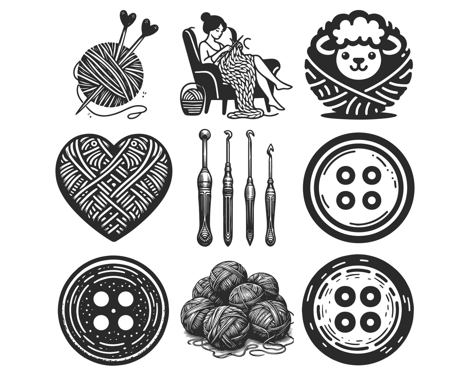 Knitting Svg Bundle, Crochet Svg, Yarn Svg, Knit Svg Bundle, Crochet ...