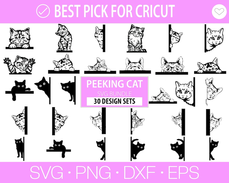 Kikande katt Svg, Katt SVG, Svart katt svg, Kikande katt clipart, Kikande katt SVG, Randiga kattungar Svg, Päls kattunge Svg, Katt clipart, Rolig katt bild 1