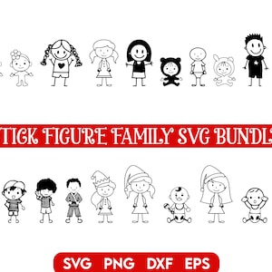 Stick Family SVG Bundle, Stick Family cut files, Stick Figure Svg, Stick Family clipart, Stick People SVG, Stick date svg, Line Art svg image 5
