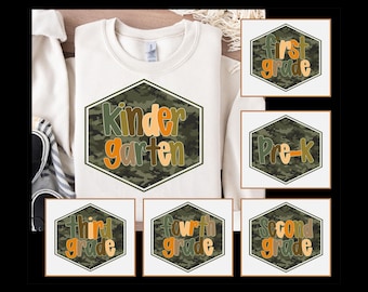 Retro Back to School Boys bundle png, Old Camo Bundle, Pre-K to Third Grade Png, School Boy design png, Kindergarten Design, First Day PNG