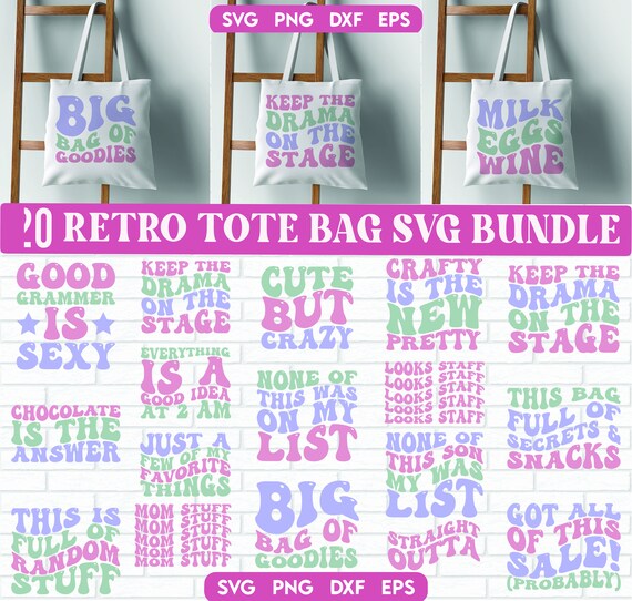Retro tote bag svg bundle, Funny tote bag sayings svg, Aesthetic totebag, Funny tote bag Svg, Tote Bag Png, Funny tote bag sayings svg