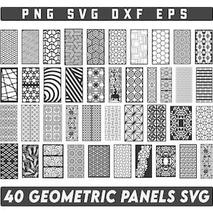 Geometric Panels Svg Bundle, Laser Cut Panels svg, Lightburn laser cut Panel,  Wood Panel Wall Art, panel collection, panel svg Bundle