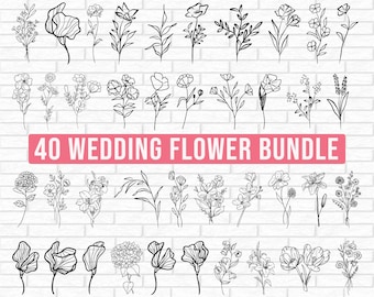 Floral Bouquet Svg Bundle, Bouquet svg, Flower svg, Floral Svg, Flower bouquet svg, Wedding svg, Botanical clipart, Floral Svg Bundle