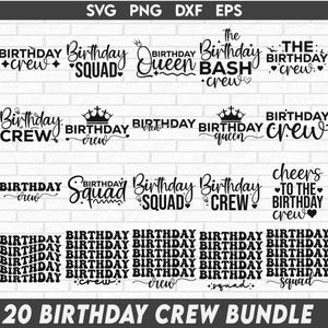 Birthday crew svg bundle, Birthday saying svg, Happy birthday svg, Girls birthday crew svg, Birthday squad svg, Birthday crew shirt svg